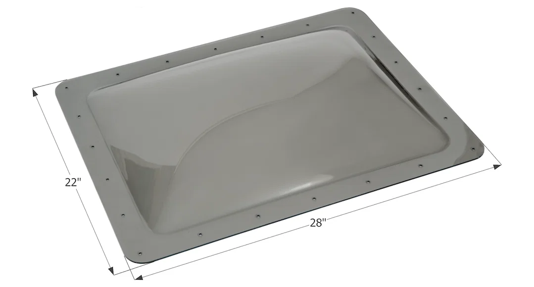 12119 – ICON Skylight, 4 Inch High Bubble Type Dome Rectangular For 24 Inch Length x 18 Inch Width Opening 28 Inch Le...